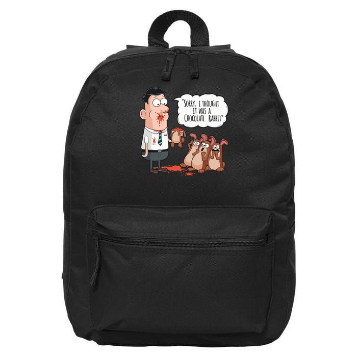 Easter Joke Sorry I Thought It Was A Chocolate Rabbit 16 in Basic Backpack
