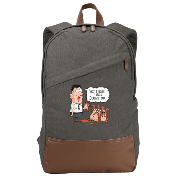 Easter Joke Sorry I Thought It Was A Chocolate Rabbit Cotton Canvas Backpack