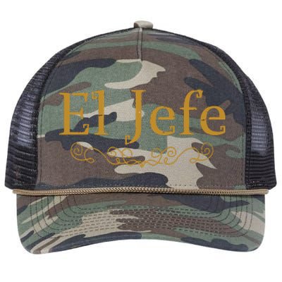 El Jefe The Boss In Spanish Funny Mexican Boss Gift Retro Rope Trucker Hat Cap