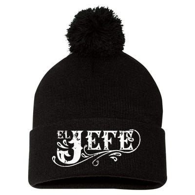 El Jefe The Boss In Spanish Funny Mexican Quote Pom Pom 12in Knit Beanie