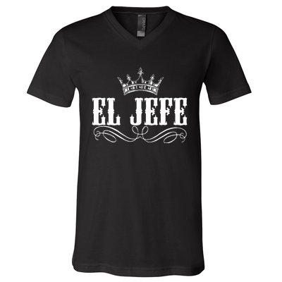 EL JEFE The Boss The King Mexican V-Neck T-Shirt