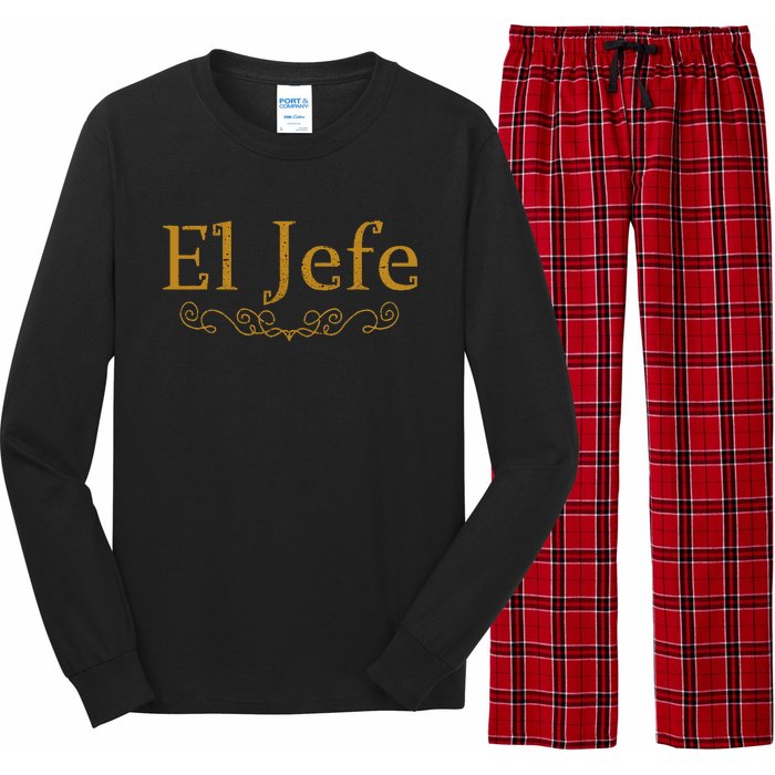 El Jefe The Boss In Spanish Funny Mexican Boss Long Sleeve Pajama Set