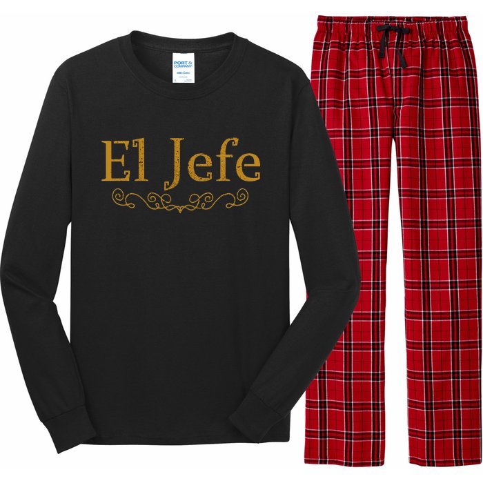 El Jefe The Boss In Spanish Funny Mexican Boss Gift Long Sleeve Pajama Set