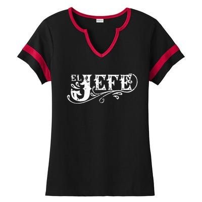 El Jefe The Boss In Spanish Funny Mexican Quote Ladies Halftime Notch Neck Tee