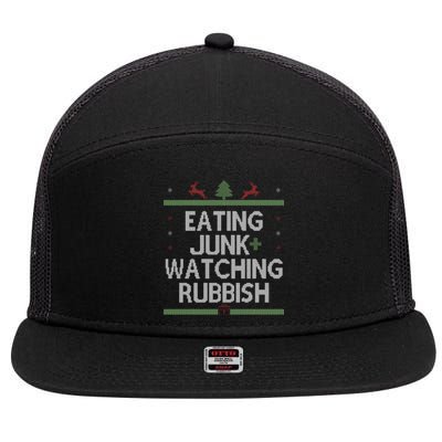 Eating Junk Watching Rubbish Funny Christmas 7 Panel Mesh Trucker Snapback Hat