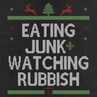 Eating Junk Watching Rubbish Funny Christmas 7 Panel Mesh Trucker Snapback Hat