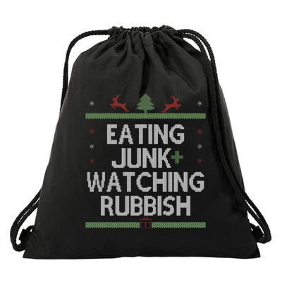 Eating Junk Watching Rubbish Funny Christmas Drawstring Bag