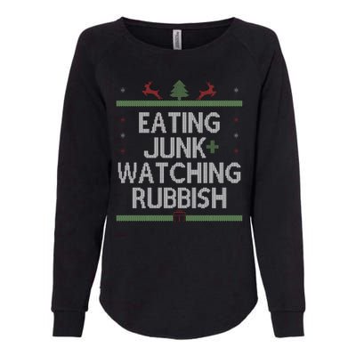 Eating Junk Watching Rubbish Funny Christmas Womens California Wash Sweatshirt