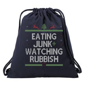 Eating Junk Watching Rubbish Funny Christmas Drawstring Bag