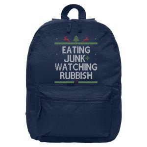 Eating Junk Watching Rubbish Funny Christmas 16 in Basic Backpack