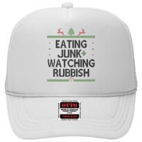 Eating Junk Watching Rubbish Funny Christmas High Crown Mesh Back Trucker Hat