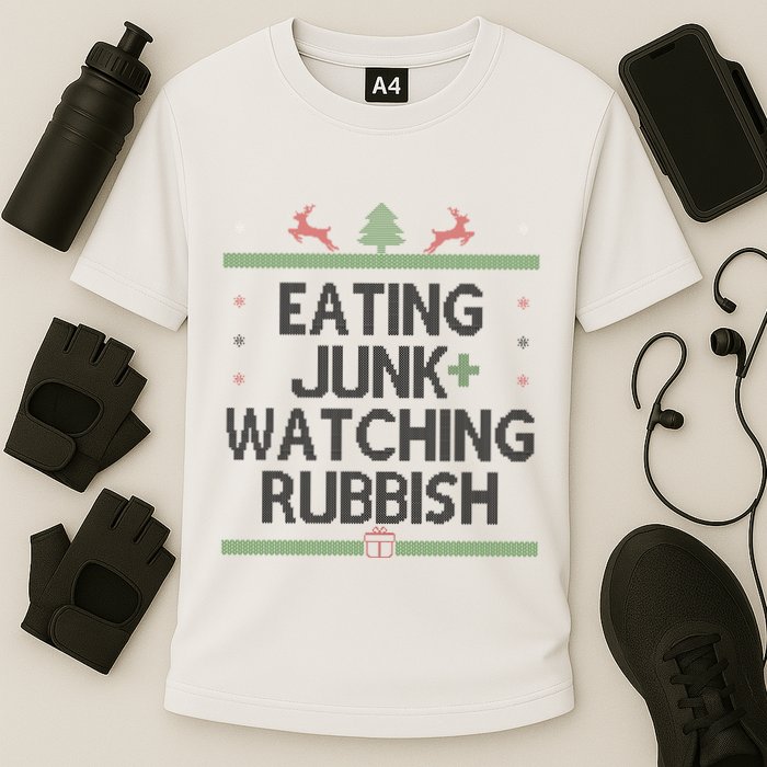 Eating Junk Watching Rubbish Funny Christmas Cooling Performance Crew T-Shirt
