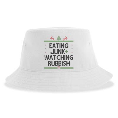 Eating Junk Watching Rubbish Funny Christmas Sustainable Bucket Hat