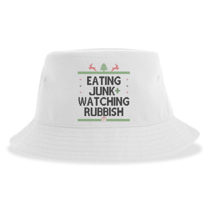 Eating Junk Watching Rubbish Funny Christmas Sustainable Bucket Hat