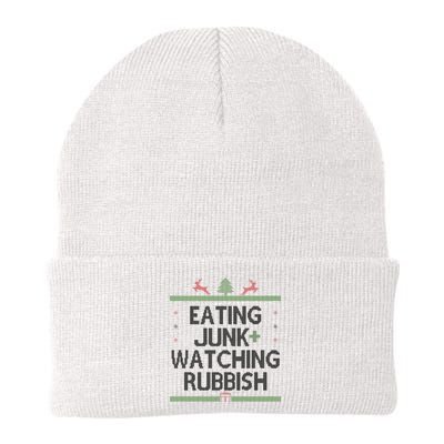 Eating Junk Watching Rubbish Funny Christmas Knit Cap Winter Beanie