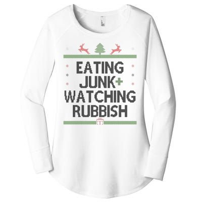 Eating Junk Watching Rubbish Funny Christmas Women's Perfect Tri Tunic Long Sleeve Shirt