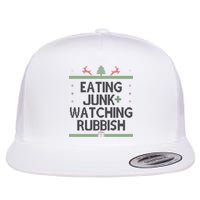 Eating Junk Watching Rubbish Funny Christmas Flat Bill Trucker Hat