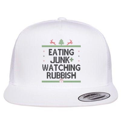 Eating Junk Watching Rubbish Funny Christmas Flat Bill Trucker Hat