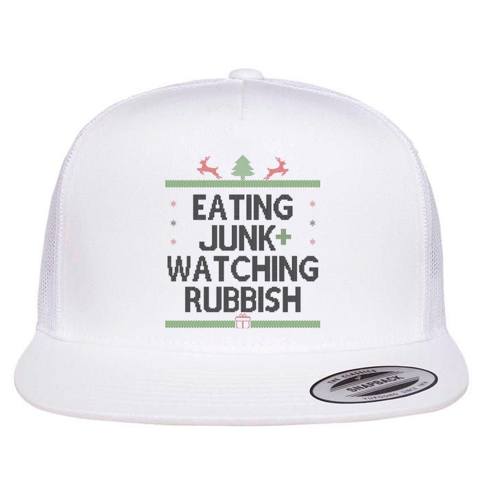 Eating Junk Watching Rubbish Funny Christmas Flat Bill Trucker Hat