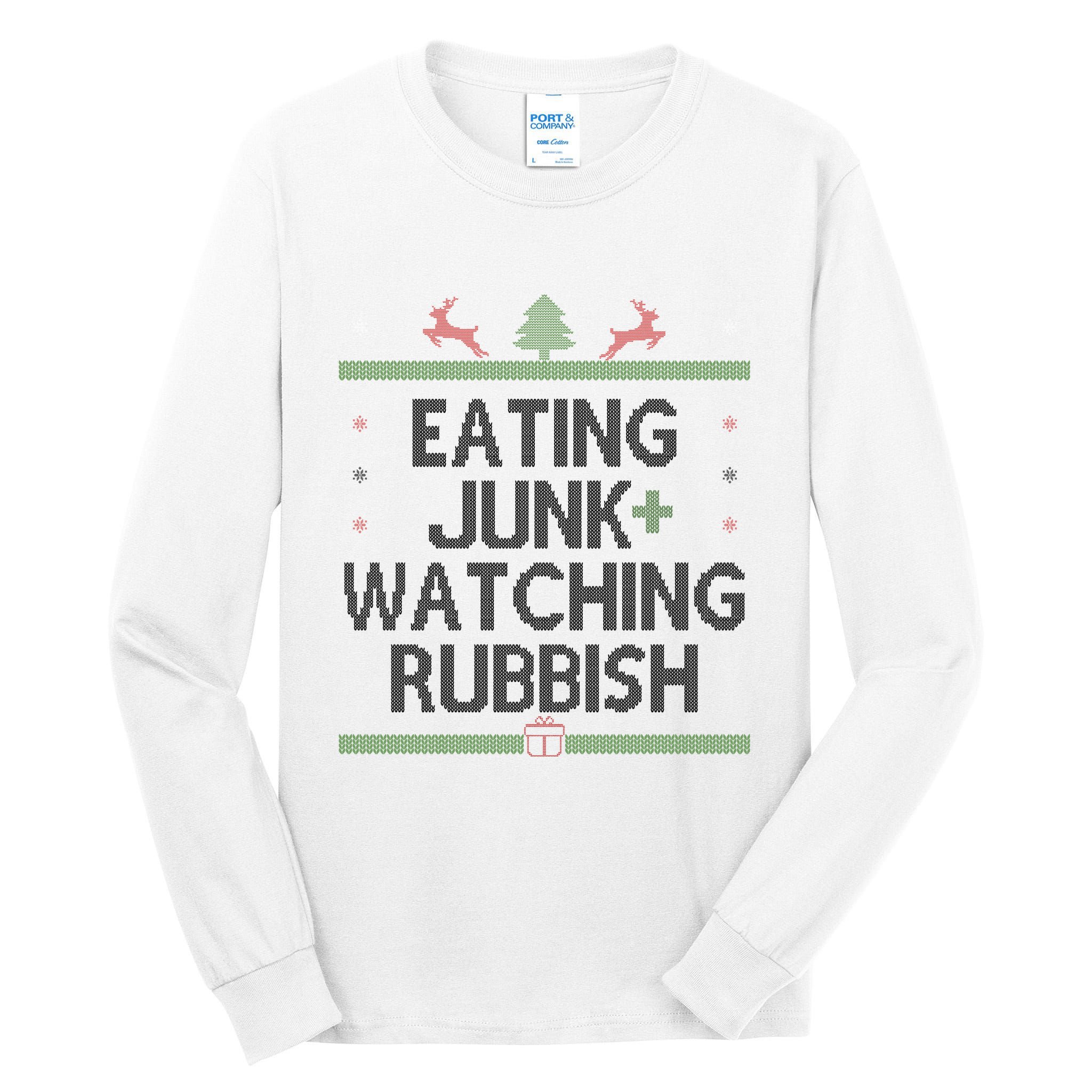Eating Junk Watching Rubbish Funny Christmas Tall Long Sleeve T-Shirt