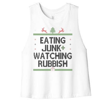 Eating Junk Watching Rubbish Funny Christmas Women's Racerback Cropped Tank