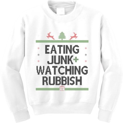 Eating Junk Watching Rubbish Funny Christmas Kids Sweatshirt