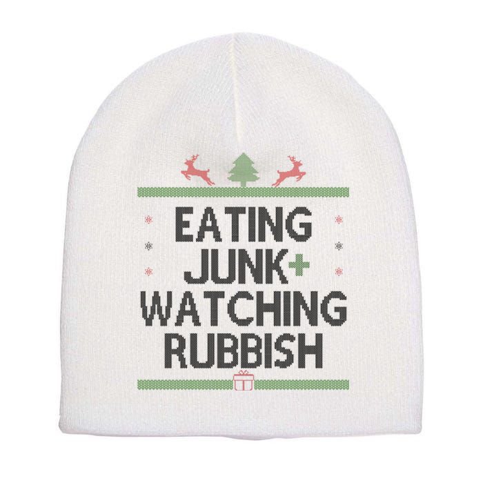 Eating Junk Watching Rubbish Funny Christmas Short Acrylic Beanie