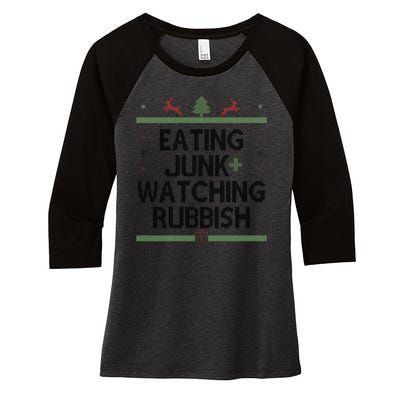 Eating Junk Watching Rubbish Funny Christmas Women's Tri-Blend 3/4-Sleeve Raglan Shirt