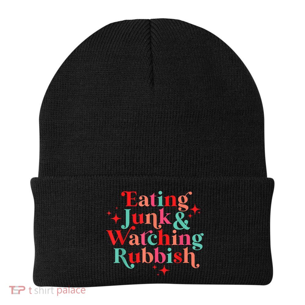 Eating Junk & Watching Rubbish Funny Christmas Knit Cap Winter Beanie