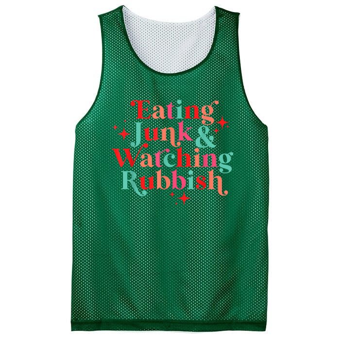 Eating Junk & Watching Rubbish Funny Christmas Mesh Reversible Basketball Jersey Tank