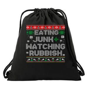 Eating Junk & Watching Rubbish Funny Christmas Drawstring Bag