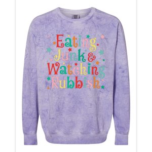 Eating Junk Xmas Food And Watching Rubbish Christmas Funny Colorblast Crewneck Sweatshirt