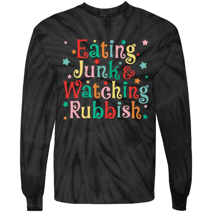 Eating Junk Xmas Food And Watching Rubbish Christmas Funny Tie-Dye Long Sleeve Shirt