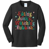 Eating Junk Xmas Food And Watching Rubbish Christmas Funny Kids Long Sleeve Shirt