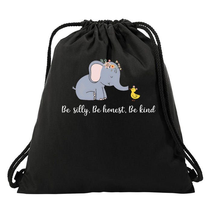Elephant Kindness Be Silly Honest Kind Positive Message Cute Drawstring Bag