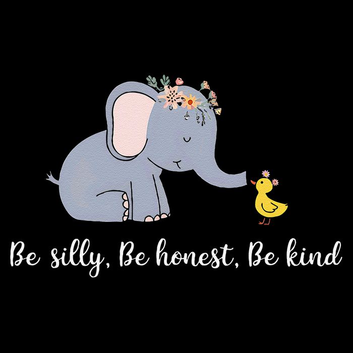 Elephant Kindness Be Silly Honest Kind Positive Message Cute Drawstring Bag