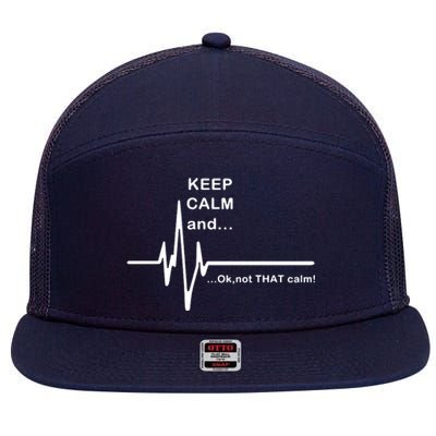 ECG Keep Calm And... Hilarious Heart Rate 7 Panel Mesh Trucker Snapback Hat