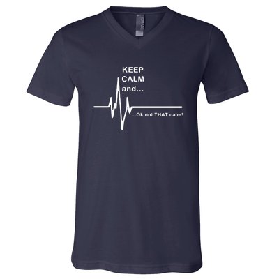 ECG Keep Calm And... Hilarious Heart Rate V-Neck T-Shirt