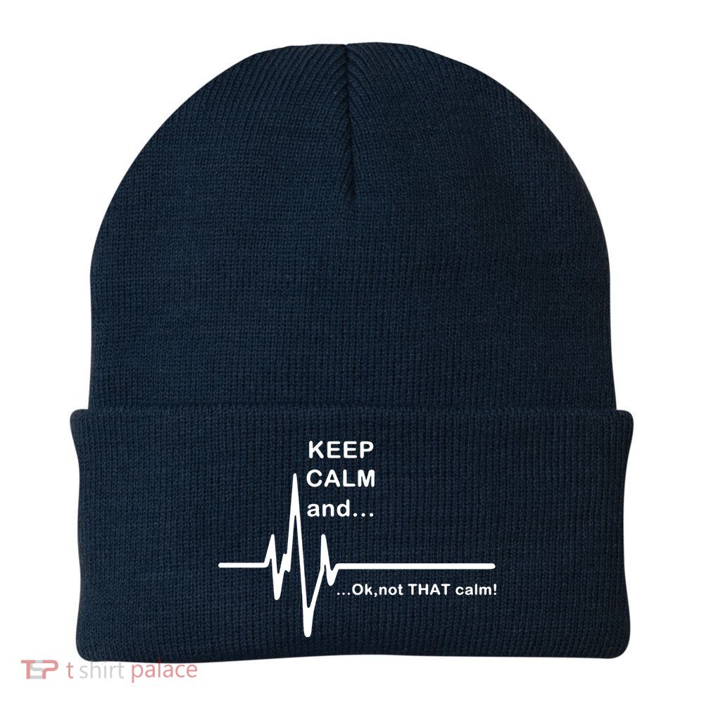 ECG Keep Calm And... Hilarious Heart Rate Knit Cap Winter Beanie