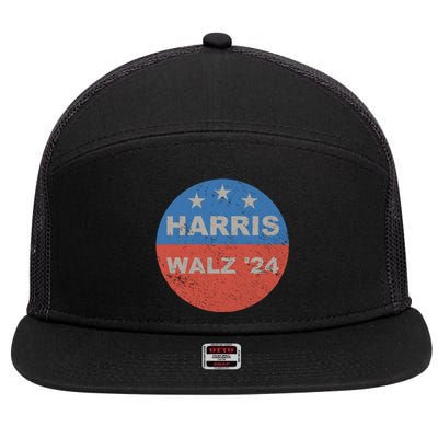 Elect Kamala Harris And Vice President Tim Walz Distressed Gift 7 Panel Mesh Trucker Snapback Hat