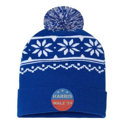 Elect Kamala Harris And Vice President Tim Walz Distressed Gift USA-Made Snowflake Beanie