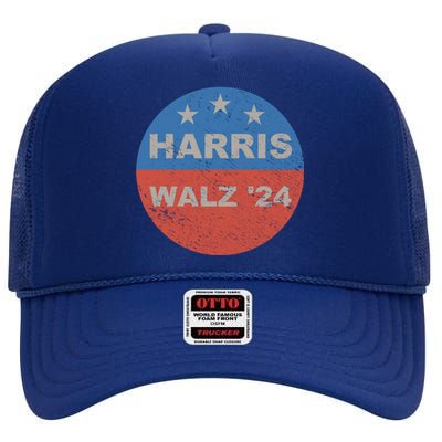 Elect Kamala Harris And Vice President Tim Walz Distressed Gift High Crown Mesh Back Trucker Hat