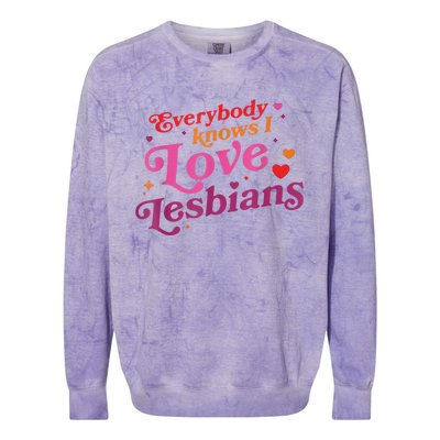 Everybody Knows I Love Lesbians Heart LGBT Valentine's Day Colorblast Crewneck Sweatshirt