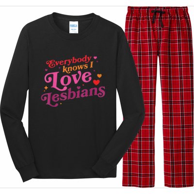 Everybody Knows I Love Lesbians Heart LGBT Valentine's Day Long Sleeve Pajama Set