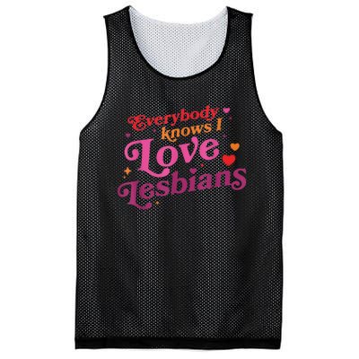 Everybody Knows I Love Lesbians Heart LGBT Valentine's Day Mesh Reversible Basketball Jersey Tank