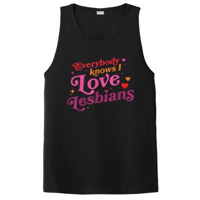 Everybody Knows I Love Lesbians Heart LGBT Valentine's Day PosiCharge Competitor Tank