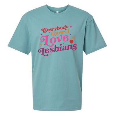 Everybody Knows I Love Lesbians Heart LGBT Valentine's Day Sueded Cloud Jersey T-Shirt