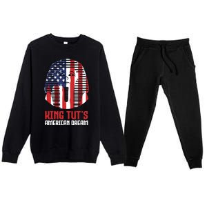 Egyptian King Statue Funny King Tut's American Dream Gift Premium Crewneck Sweatsuit Set