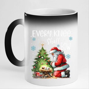 Every Knee Shall Bow Santa Christmas Nativity Scene Xmas Gift 11oz Black Color Changing Mug