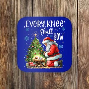 Every Knee Shall Bow Santa Christmas Nativity Scene Xmas Gift Coaster